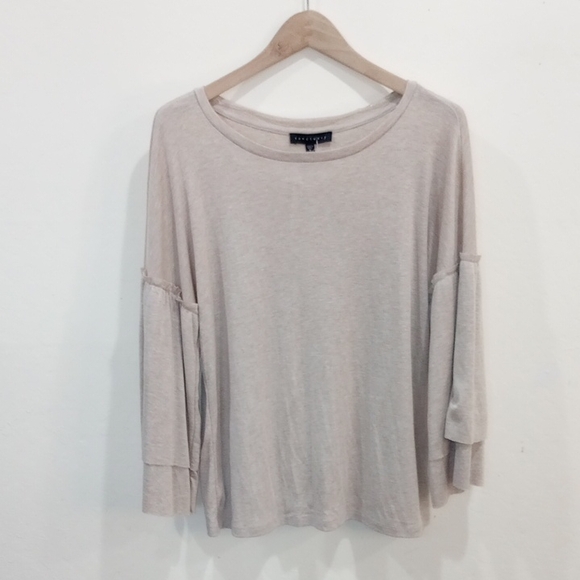 Sanctuary Rosamund Tan 3/4 Tiered Bell Sleeve Knit Top, Size L - New! - Picture 3 of 12